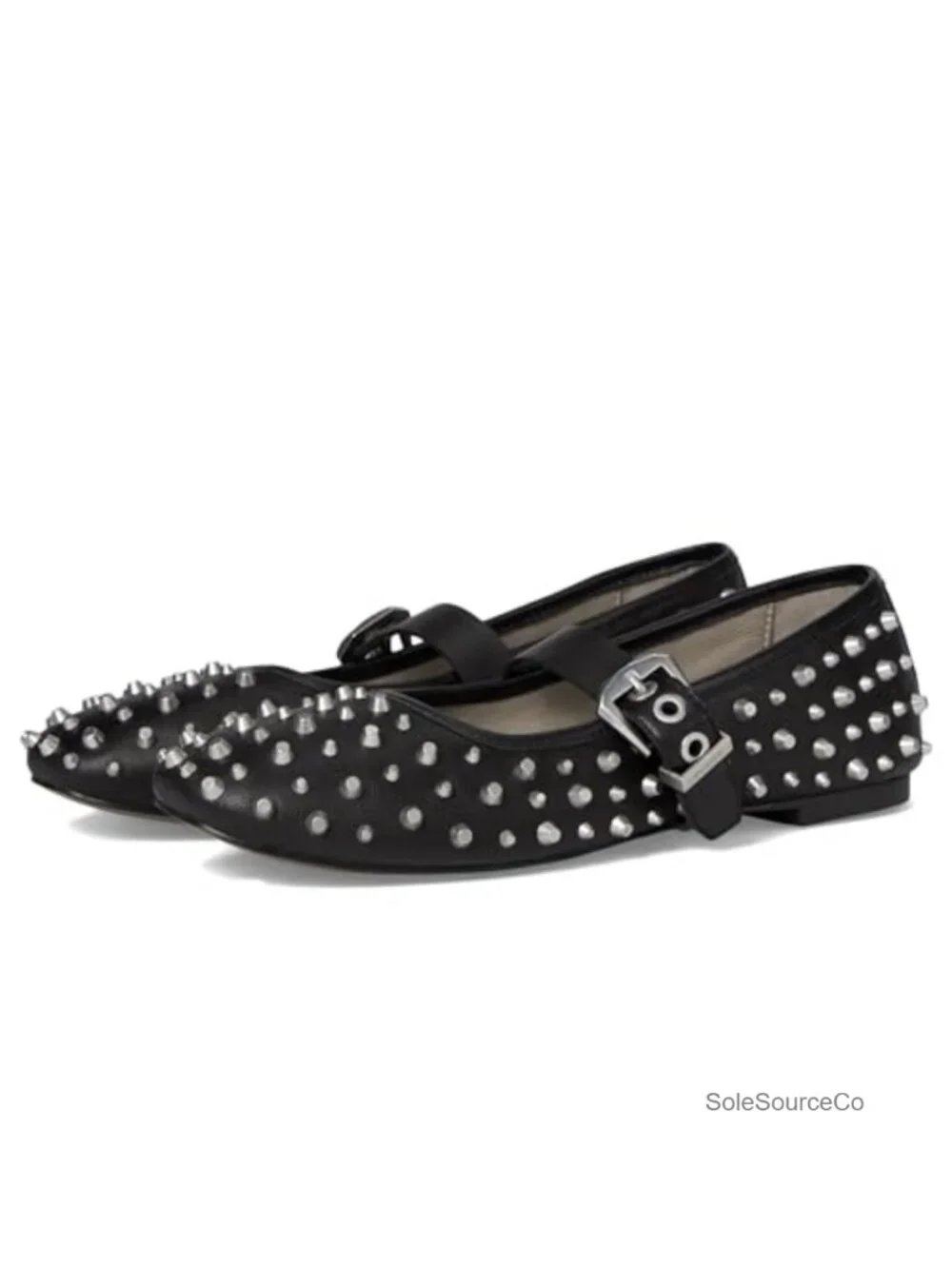 Leather Studded Ballet Flat Sneaker Hybrid with Buckle